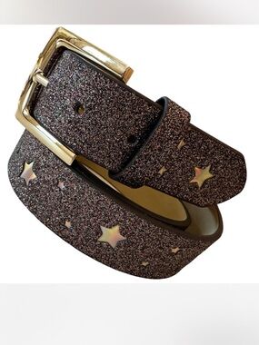 Vegan Leather Rainbow Glitter Belt with Stars